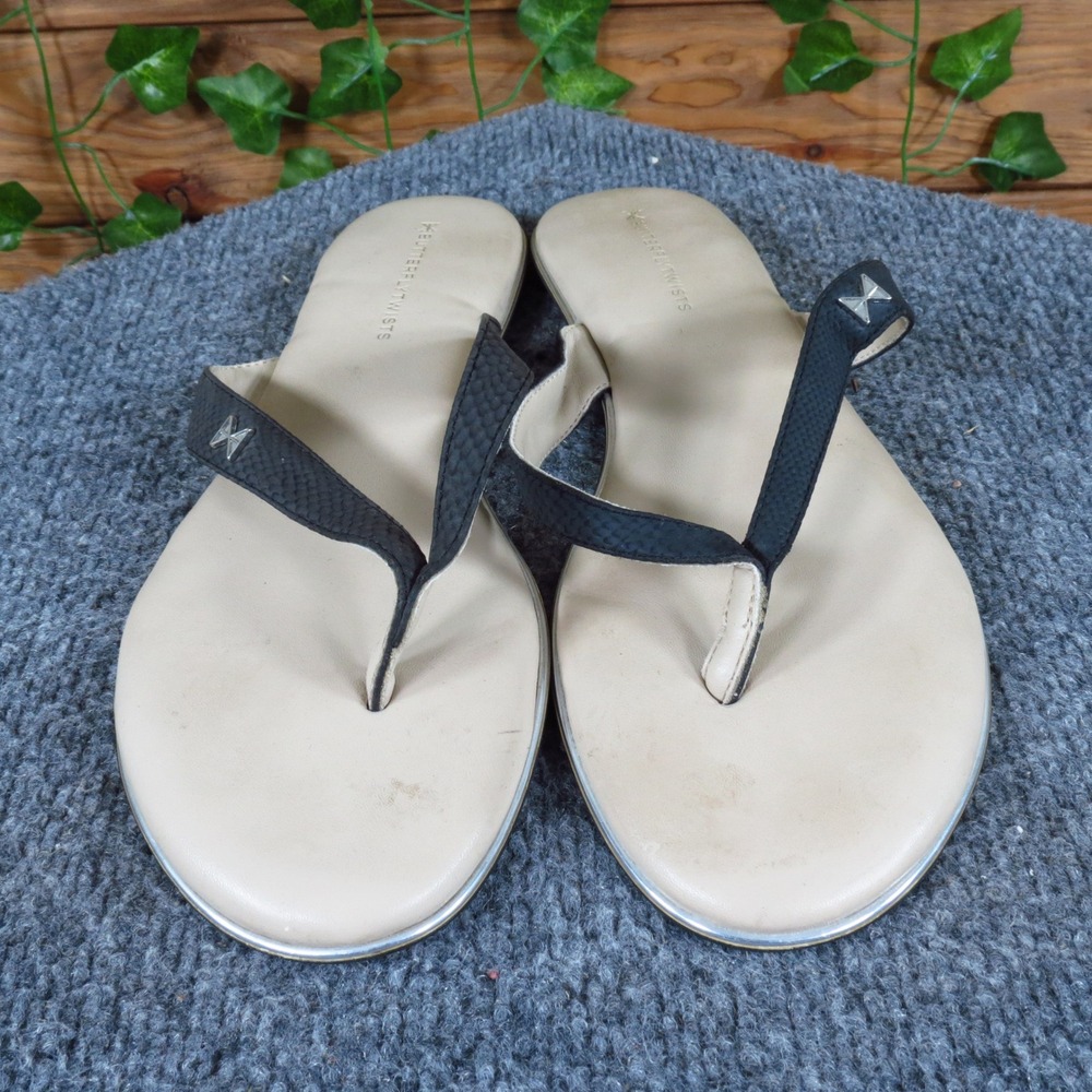 Butterfly Twists Lola Women Sandal Size 41 Casual Summer Thong Black Beige - Picture 2 of 6